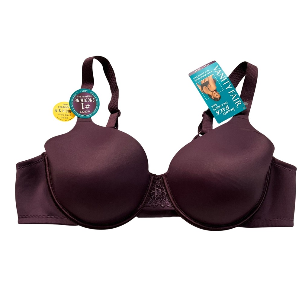 NewWT Vanity Fair Beauty Back Full Figure Underwire Bra 44C‎ Midnight Plum 76380